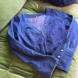 Free People denim women’s crop top